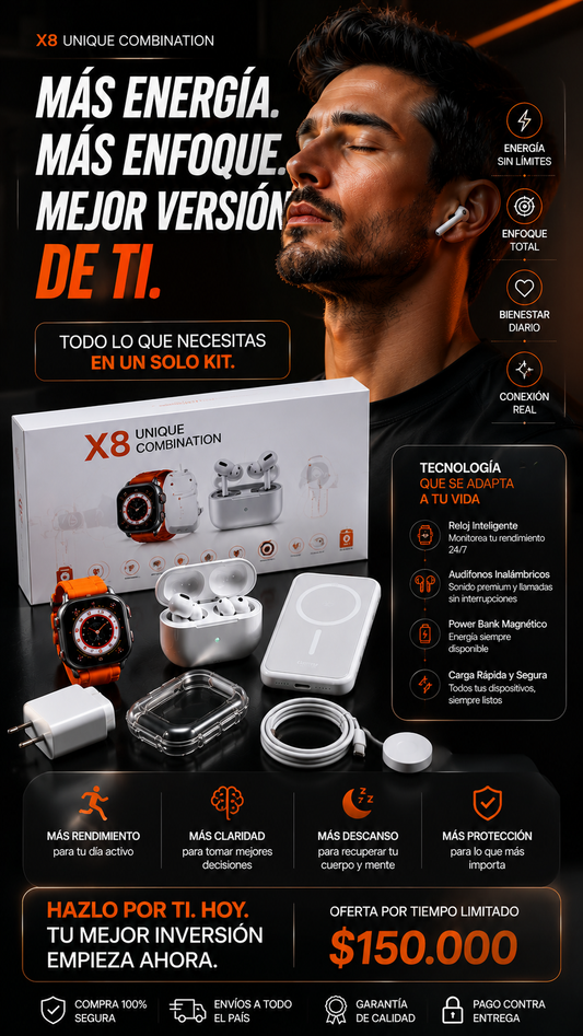 Reloj Y Audifonos Combo X8