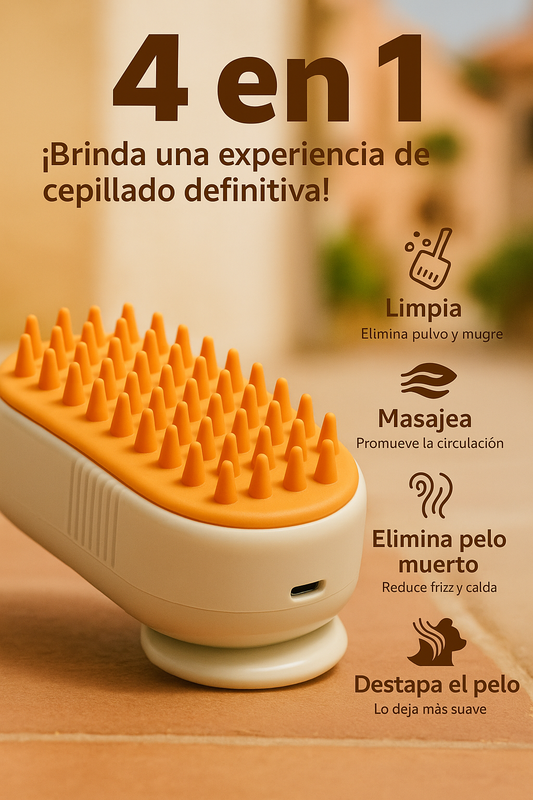 Cepillo para Mascotas con Rociador de Agua y Masajeador 🙀🐶