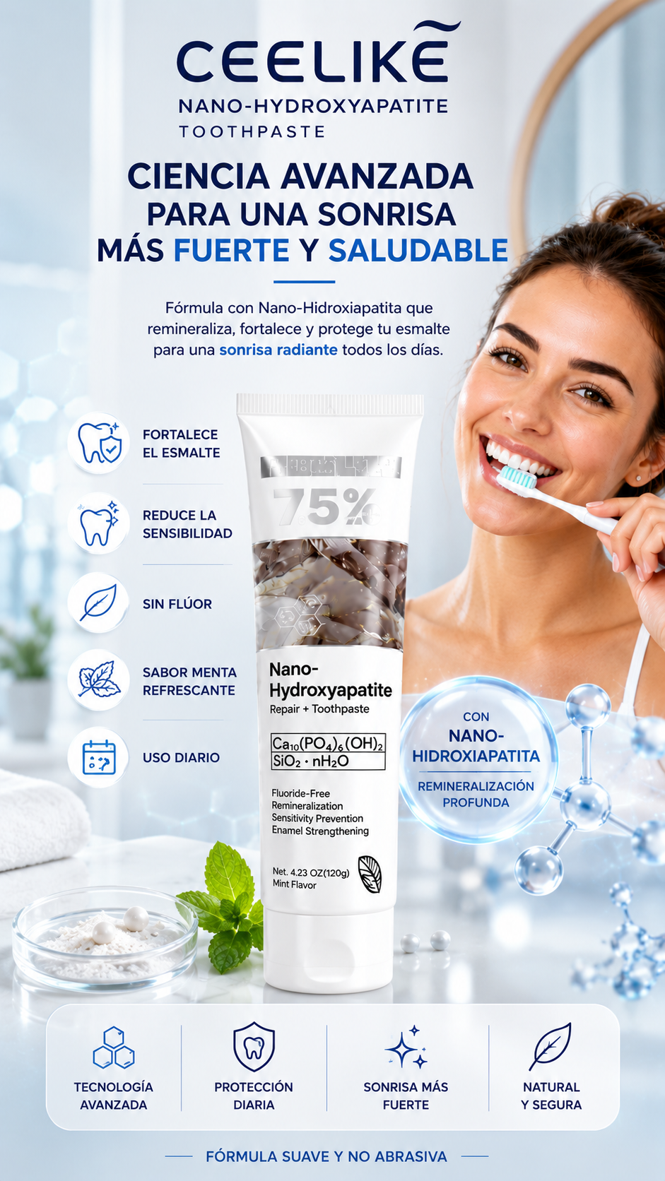 Pasta dental con nanohidroxiapatita CEELIKE