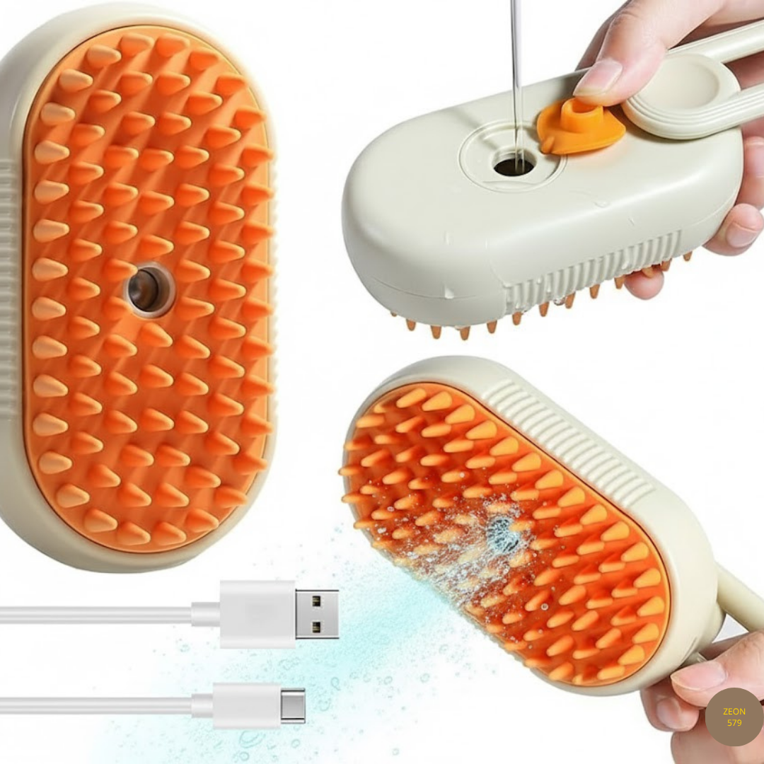 Cepillo para Mascotas con Rociador de Agua y Masajeador 🙀🐶